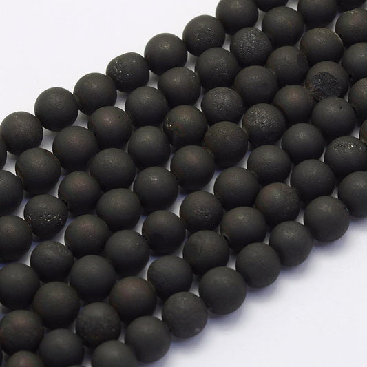 Druzy Agate Frosted Black Gemstone Bead - Alberta Bead Store