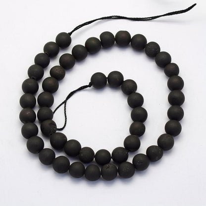 Druzy Agate Frosted Black Gemstone Bead - Alberta Bead Store