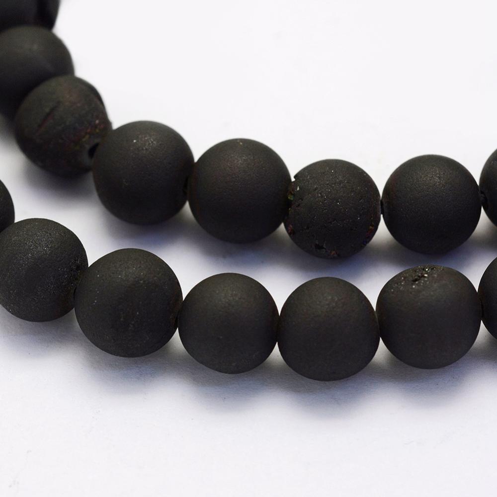 Druzy Agate Frosted Black Gemstone Bead - Alberta Bead Store