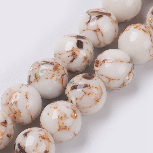 Cream Abalone Shell Assembled Turquoise Gemstone Bead - Alberta Bead Store