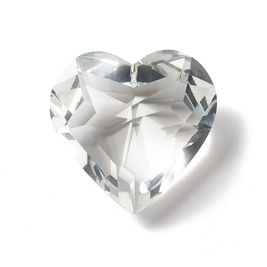 Large Glass Faceted Heart 1pc - Alberta Bead Store