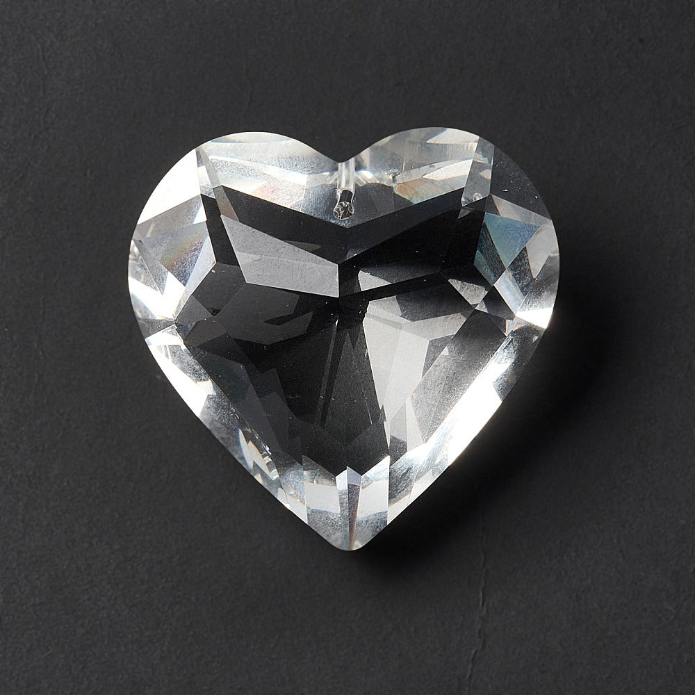 Large Glass Faceted Heart 1pc - Alberta Bead Store