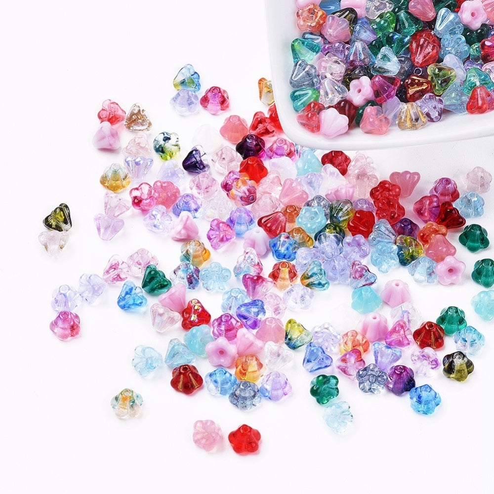 Czech Glass Bell Flower Mixed 50pc