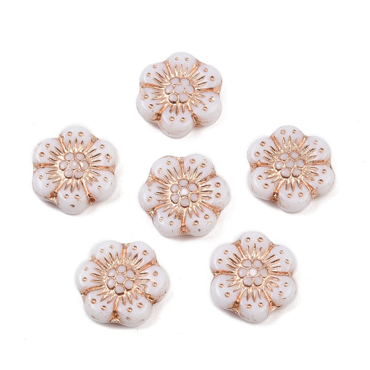 Czech Pressed Glass Flower Linen 5pc