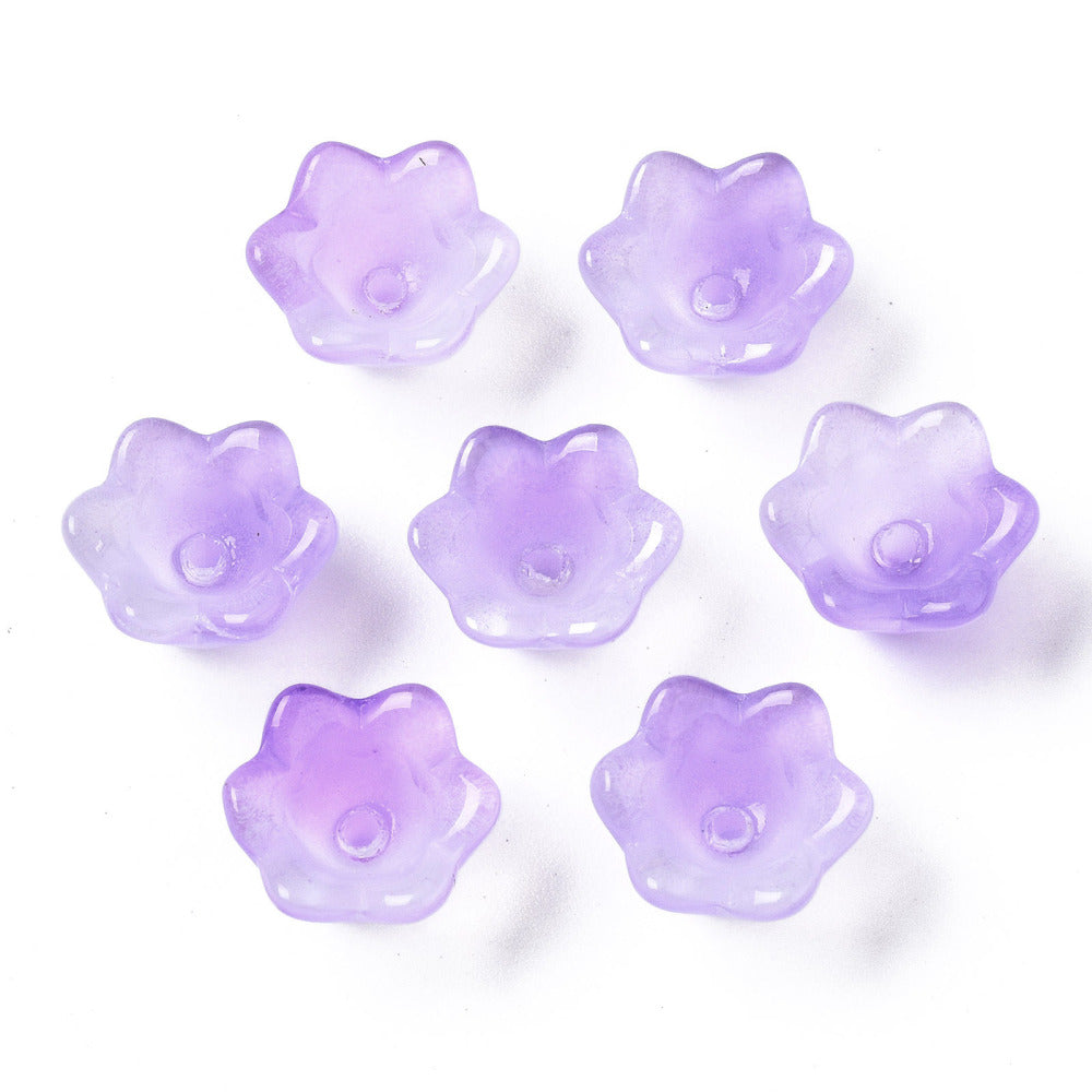 Glass Flower Bead Purple 10pc - Alberta Bead Store