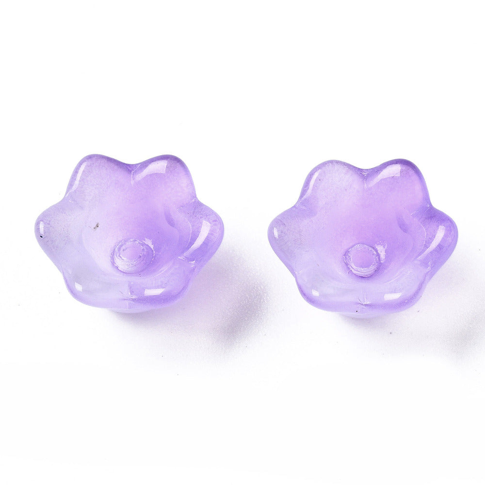 Glass Flower Bead Purple 10pc - Alberta Bead Store