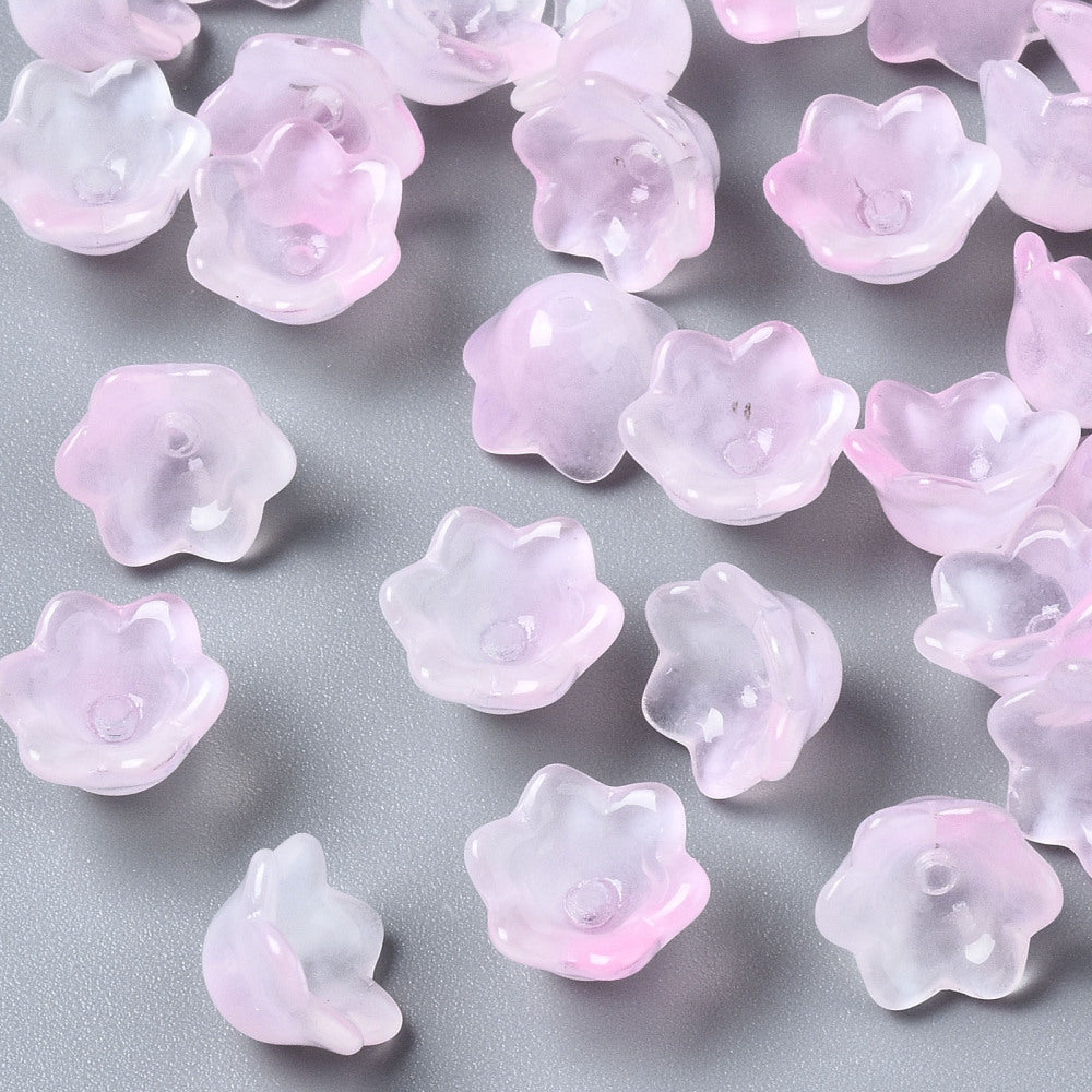 Glass Flower Bead Pink 10pc - Alberta Bead Store