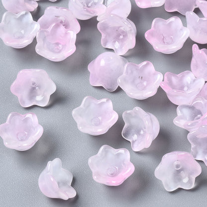Glass Flower Bead Pink 10pc - Alberta Bead Store