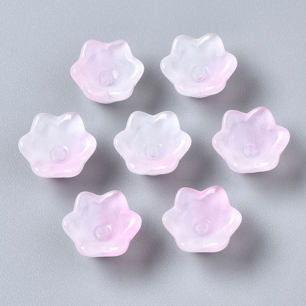 Glass Flower Bead Pink 10pc - Alberta Bead Store