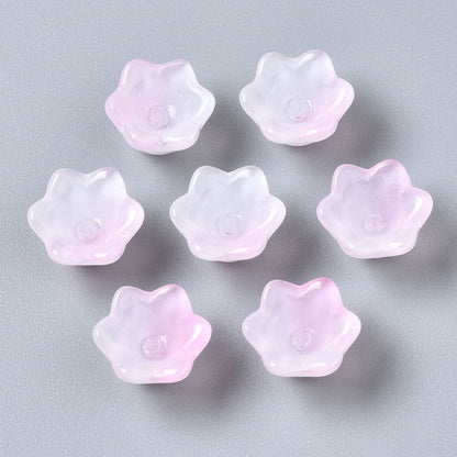 Glass Flower Bead Pink 10pc - Alberta Bead Store