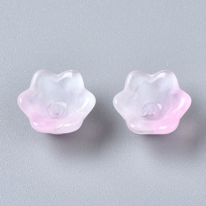 Glass Flower Bead Pink 10pc - Alberta Bead Store