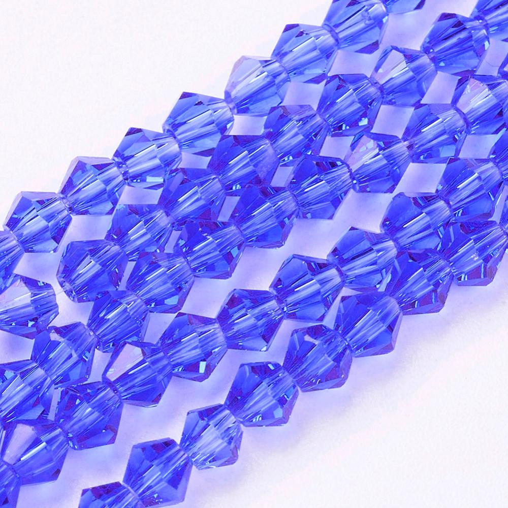 Glass Bead Blue Faceted Bicone 4mm