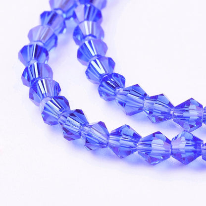 Glass Bead Blue Faceted Bicone 4mm