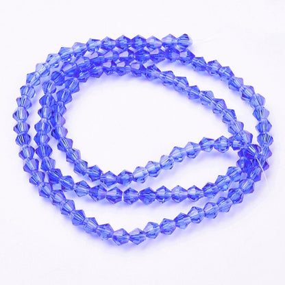 Glass Bead Blue Faceted Bicone 4mm