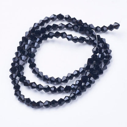 Glass Bead Black Faceted Bicone 4mm