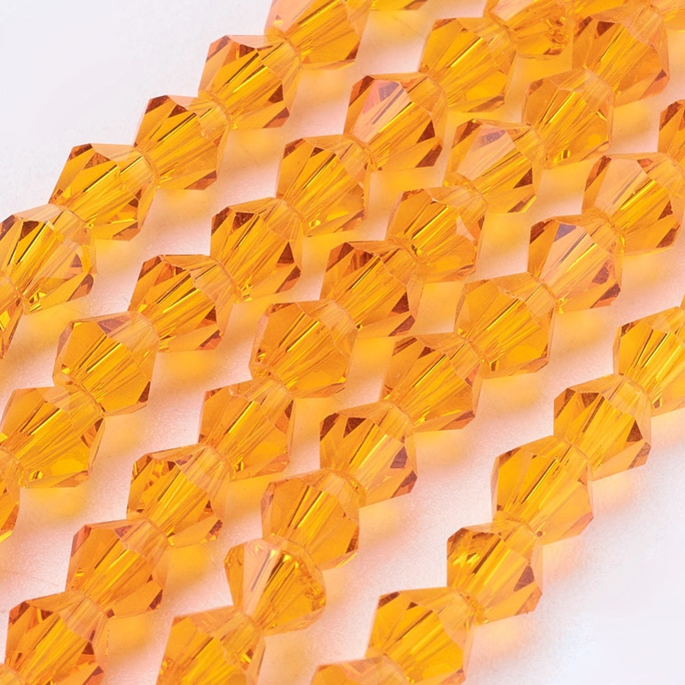 Glass Bead Orange Faceted Bicone 4mm