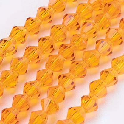 Glass Bead Orange Faceted Bicone 4mm
