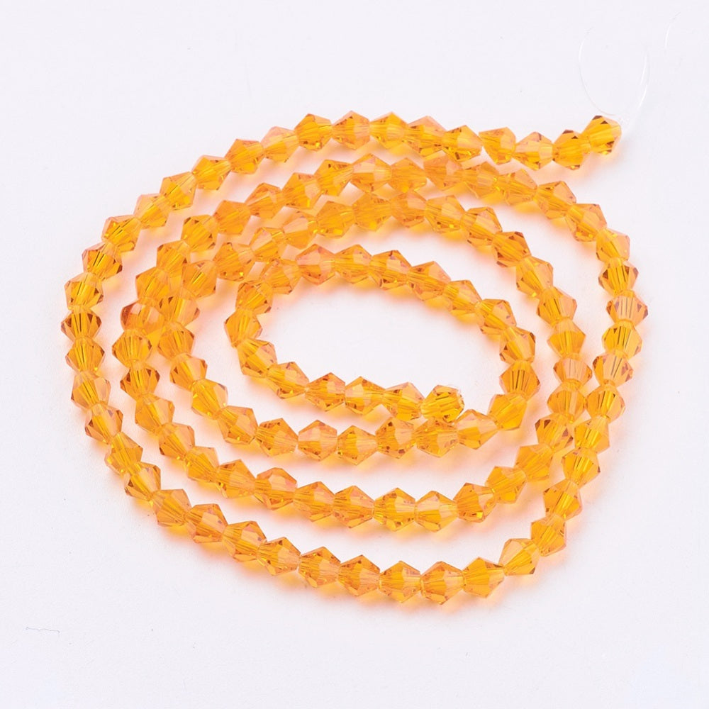 Glass Bead Orange Faceted Bicone 4mm