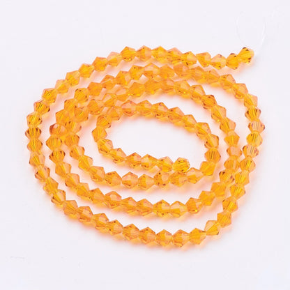 Glass Bead Orange Faceted Bicone 4mm