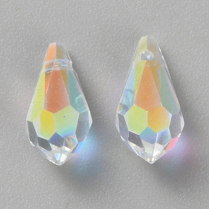 Glass Faceted Teardrop AB 1pc