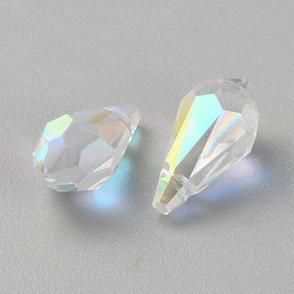 Glass Faceted Teardrop AB 1pc