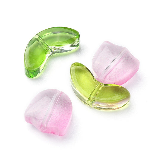 Glass Tulip Bead Pink 30pcs - Alberta Bead Store