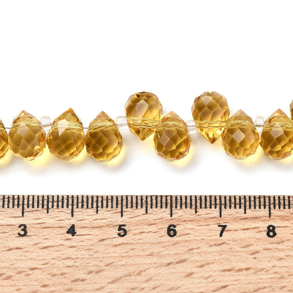 Glass Bead Gold Teardrop Top Drilled 10.5x8mm
