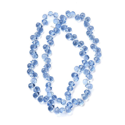 Glass Bead Cornflower Blue Teardrop Top Drilled 10.5x8mm