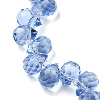 Glass Bead Cornflower Blue Teardrop Top Drilled 10.5x8mm