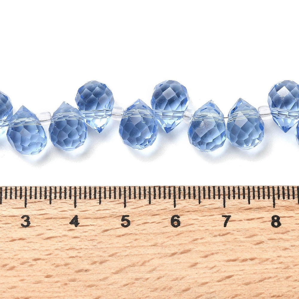 Glass Bead Cornflower Blue Teardrop Top Drilled 10.5x8mm
