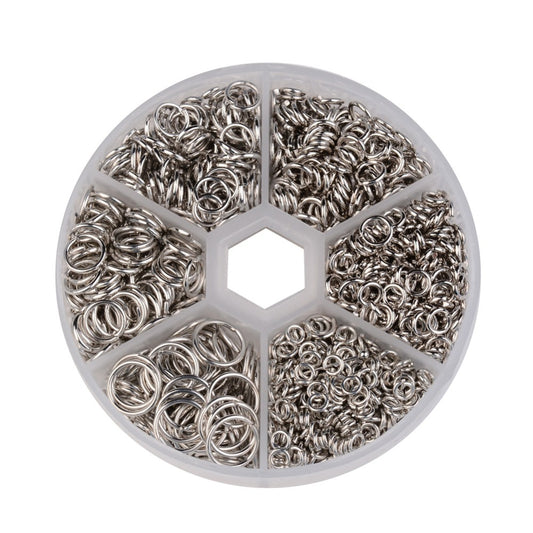 Jump Ring Platinum Color Mixed Sizes 1 box - Alberta Bead Store