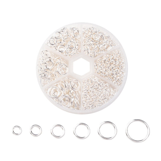 Jump Ring Silver Color Mixed Sizes 1 box