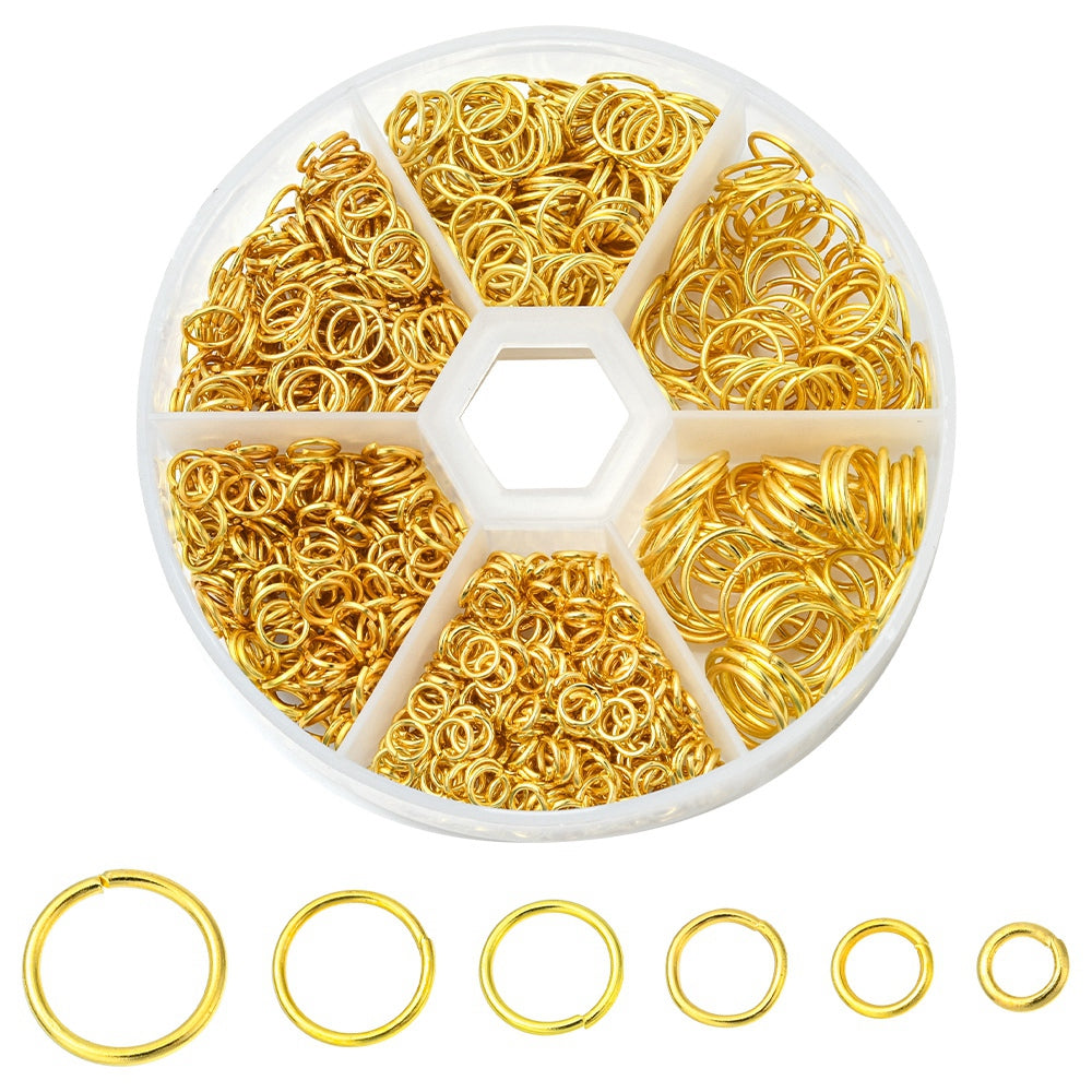 Jump Ring Golden Color Mixed Sizes 1 box - Alberta Bead Store