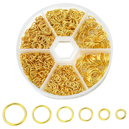 Jump Ring Golden Color Mixed Sizes 1 box - Alberta Bead Store