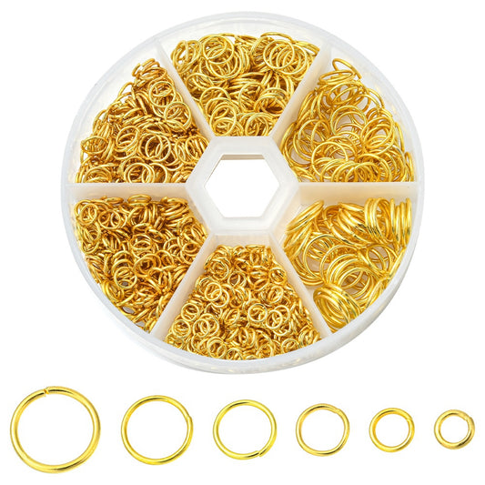 Jump Ring Golden Color Mixed Sizes 1 box - Alberta Bead Store