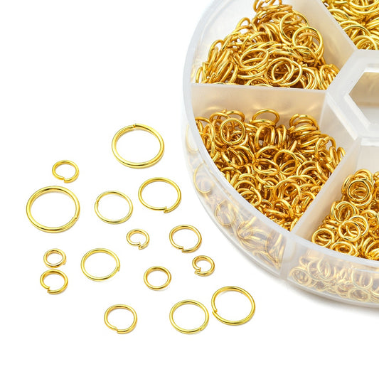 Jump Ring Golden Color Mixed Sizes 1 box - Alberta Bead Store