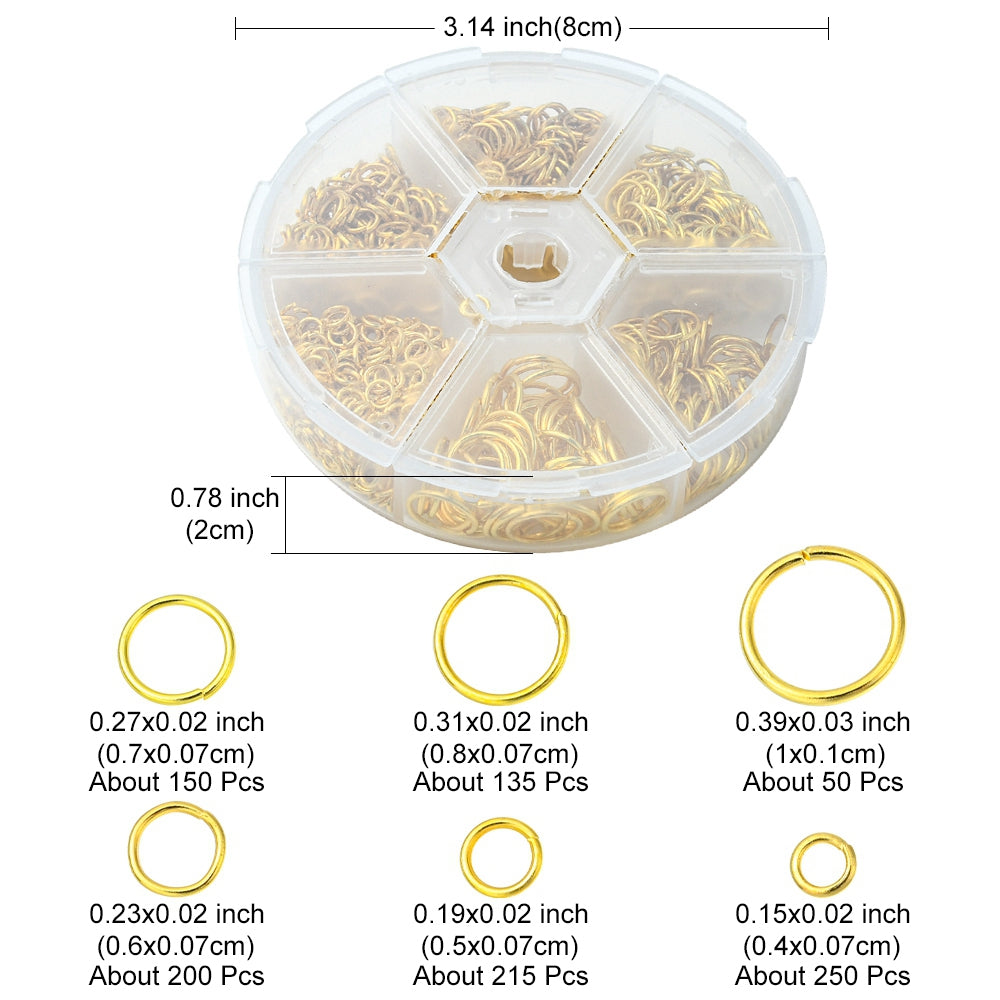 Jump Ring Golden Color Mixed Sizes 1 box - Alberta Bead Store