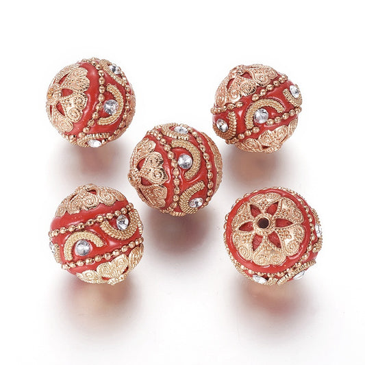 Indonesia Bead Red/Gold 20MM
