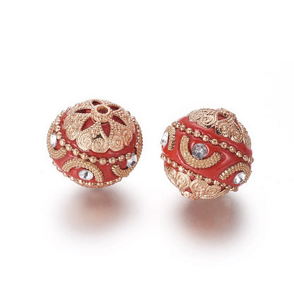 Indonesia Bead Red/Gold 20MM