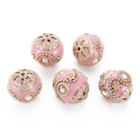 Indonesia Bead Pink/Gold 20MM