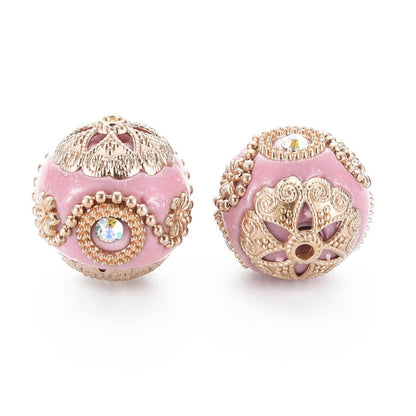 Indonesia Bead Pink/Gold 20MM
