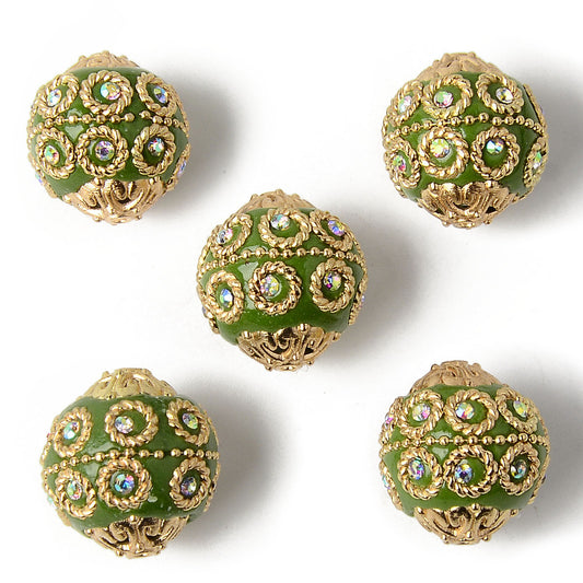 Indonesia Bead Green/Gold 20MM