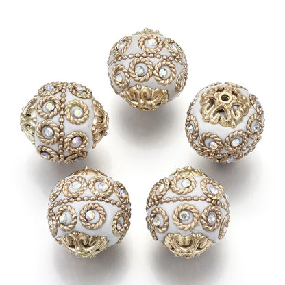 Indonesia Bead White/Gold 20mm