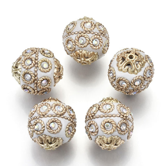 Indonesia Bead White/Gold 20mm