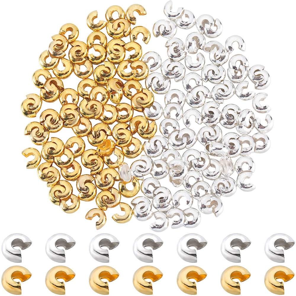 Crimp Cover Clam Shell Silver 200pc