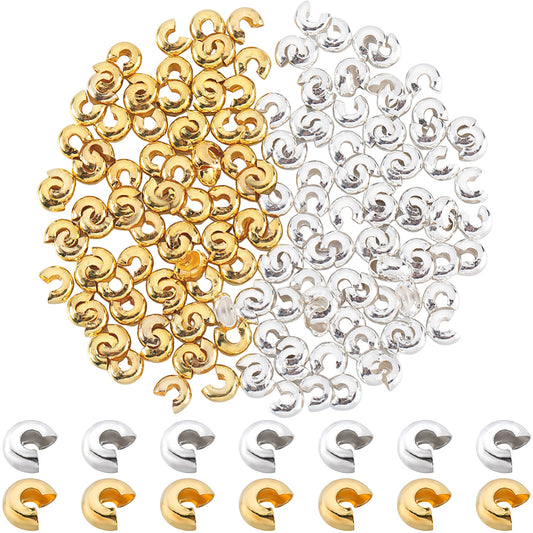 Crimp Cover Clam Shell Golden 200pc