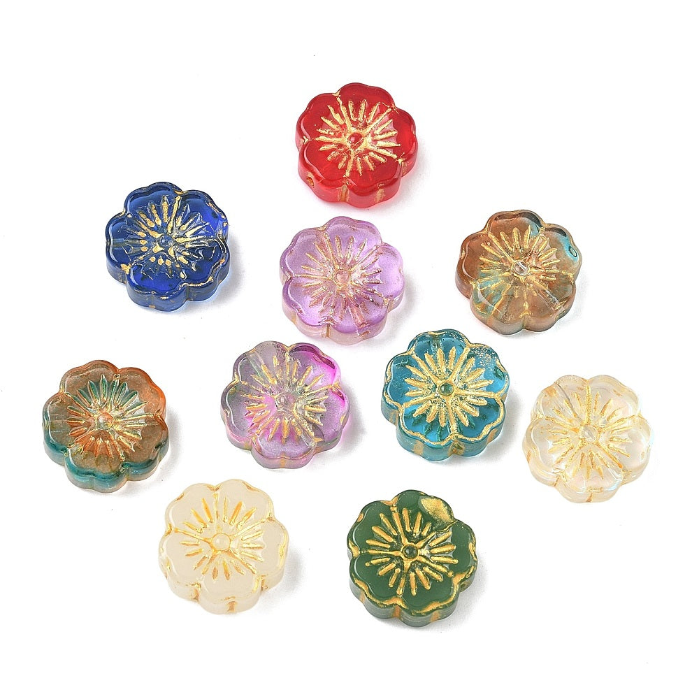 Lampwork Flower Metal Enlaced 10pc Mixed