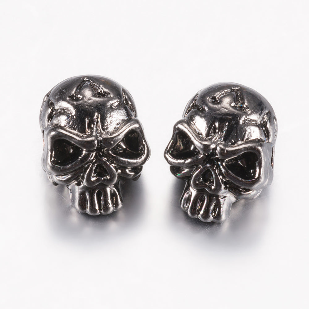 Tibetan Style Gunmetal Skull Bead 5pc