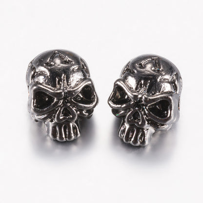 Tibetan Style Gunmetal Skull Bead 5pc