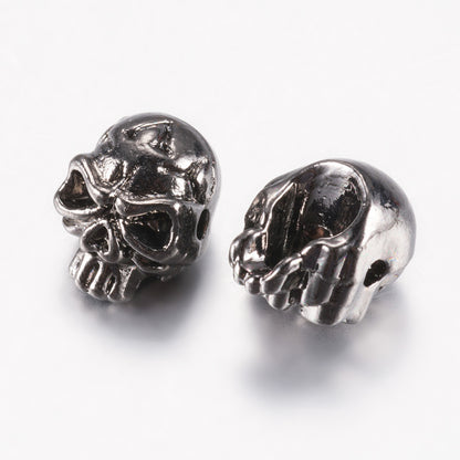 Tibetan Style Gunmetal Skull Bead 5pc